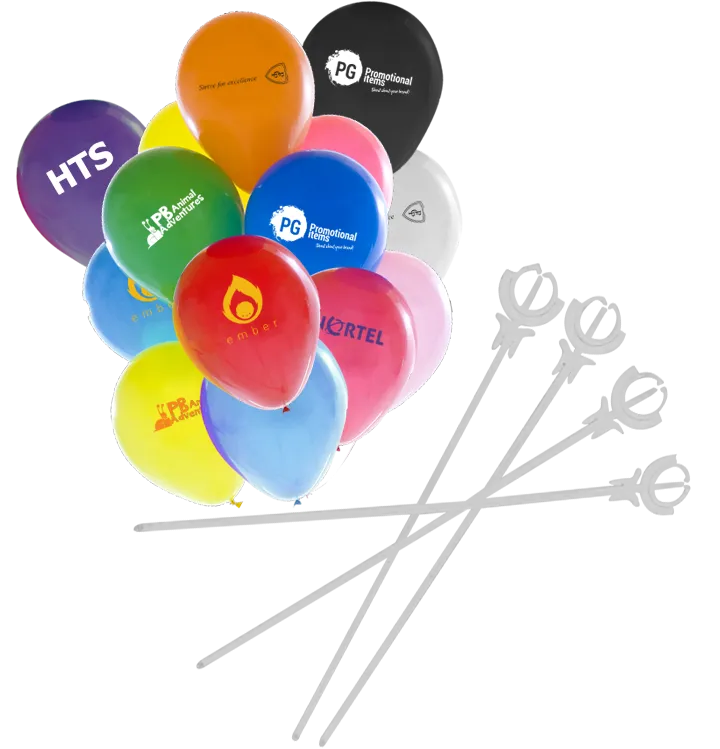 12" Balloons & Sticks Package - BOTH SIDES - Unprinted sample