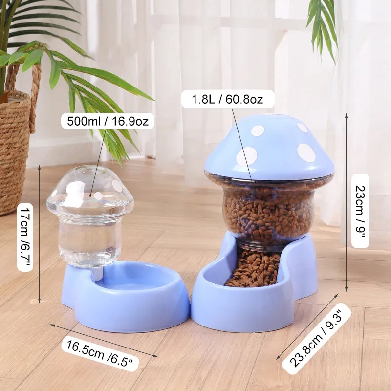 2pcs Mushroom Design Pet Water & Food Feeder