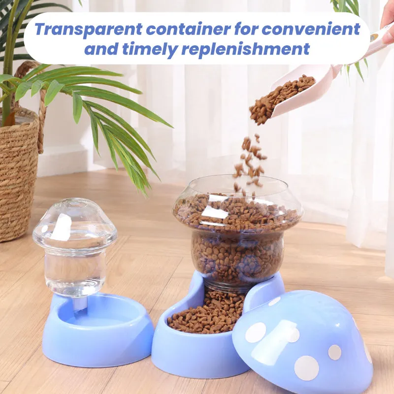 2pcs Mushroom Design Pet Water & Food Feeder