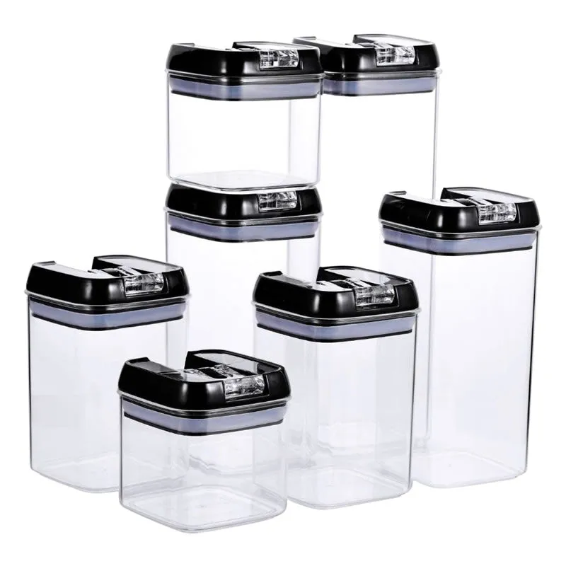 7Pcs Transparent Lockable Plastic Food Storage Containers Ie-2