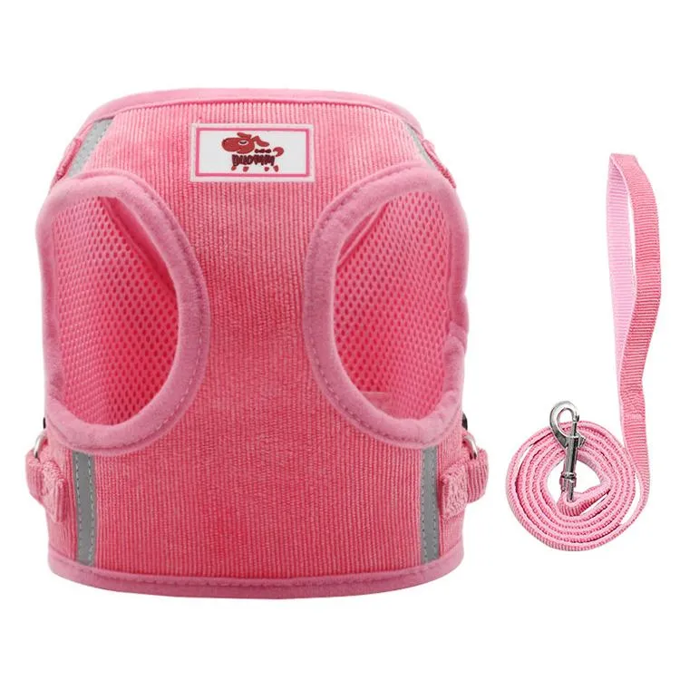 Adjustable Corduroy Mesh Warm Walking Dog Cat Harness Vest with Leash