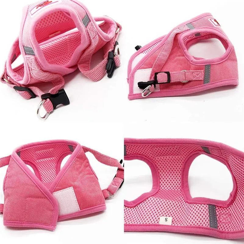 Adjustable Corduroy Mesh Warm Walking Dog Cat Harness Vest with Leash