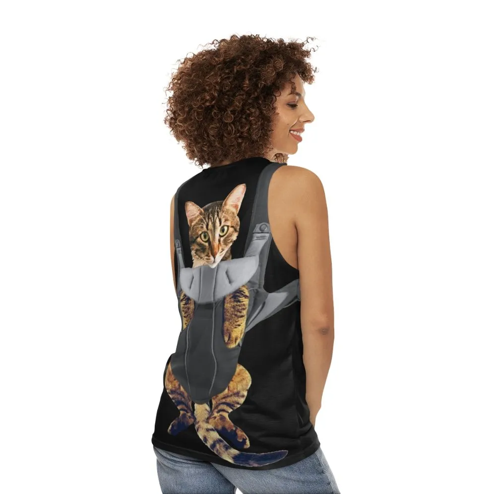 Adorable Cat in Baby Carrier Unisex Tank Top 2