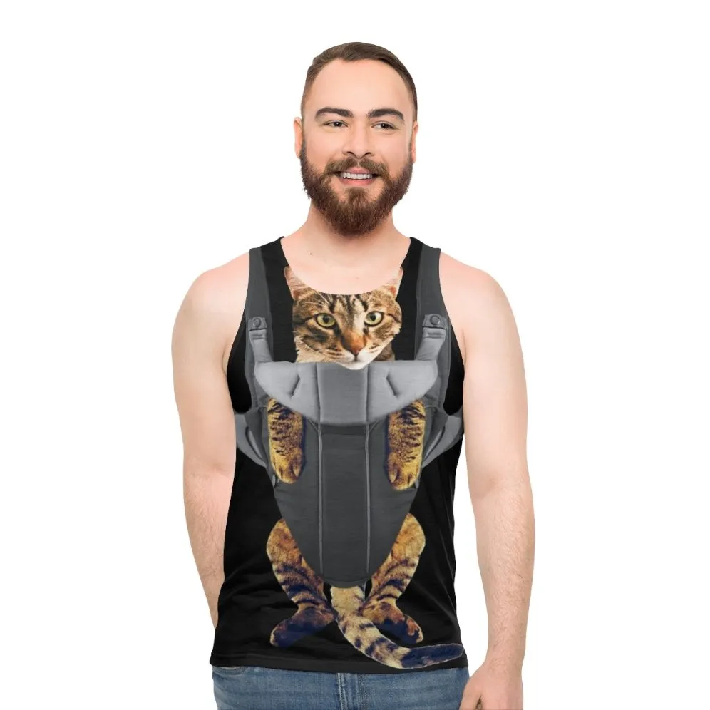Adorable Cat in Baby Carrier Unisex Tank Top 2