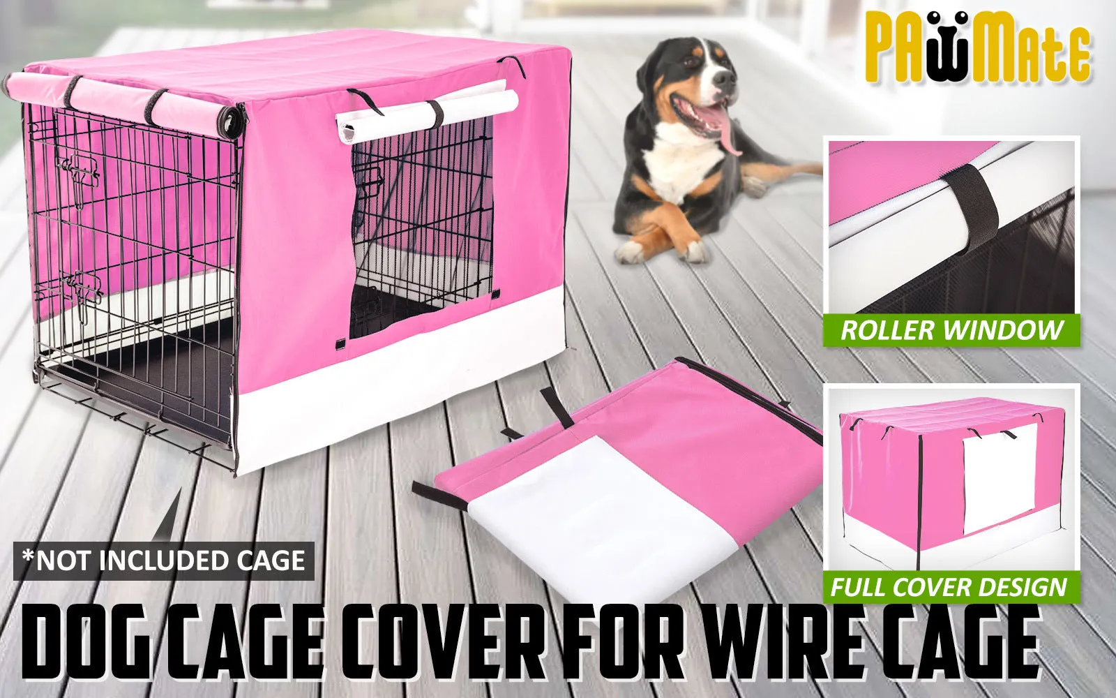 Cage Cover Enclosure for Wire Dog Crate 36in - Pink