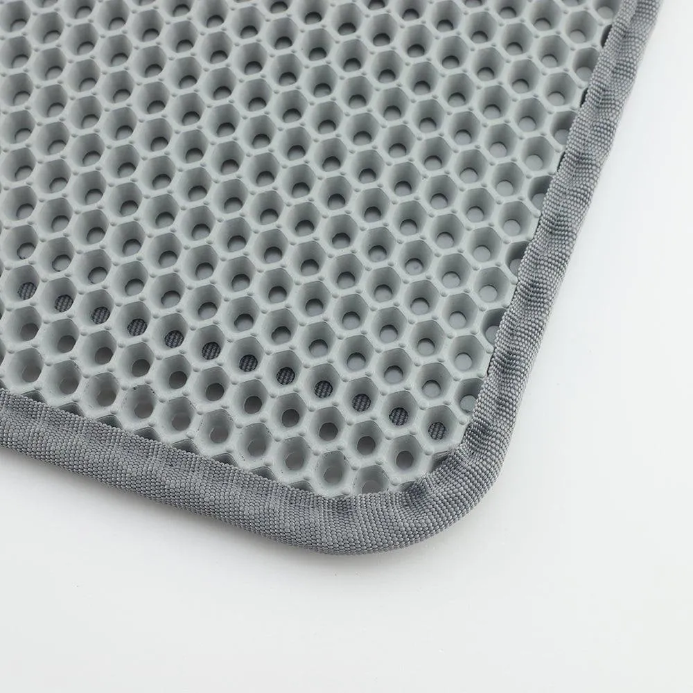 Cat Litter Mat Catcher - Grey Honeycomb Double Layer Design - S / L