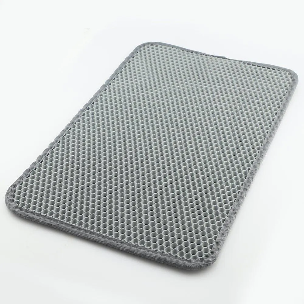 Cat Litter Mat Catcher - Grey Honeycomb Double Layer Design - S / L