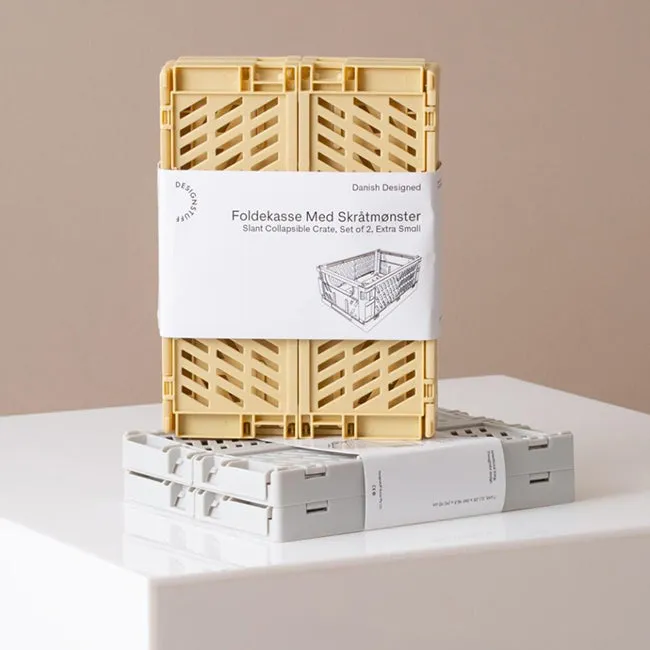 DESIGNSTUFF Slant Collapsible Crates Straw - Discontinued - One XS Left