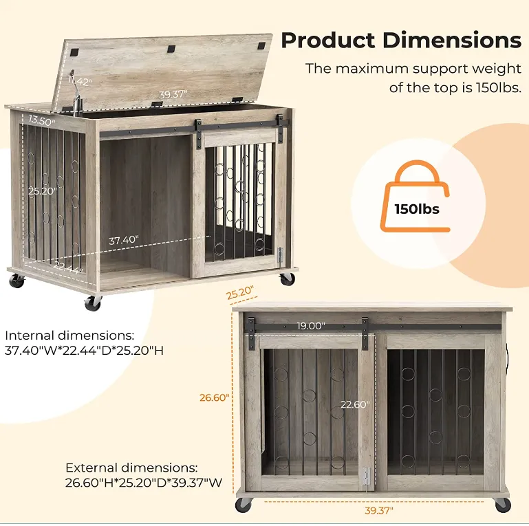 Dog Crate Furniture with Divider  2 Small