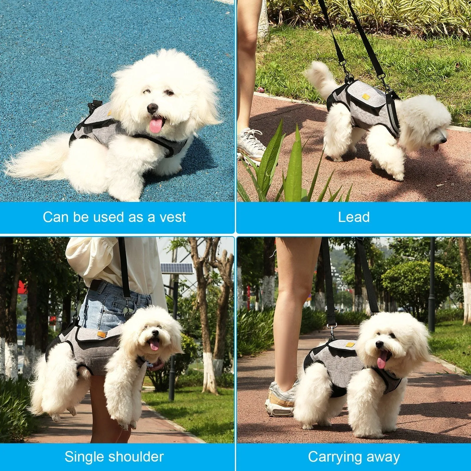 Dog Lift Harness Adjustable Pet Sling Bag Assist Aged Disabled Dogs Small