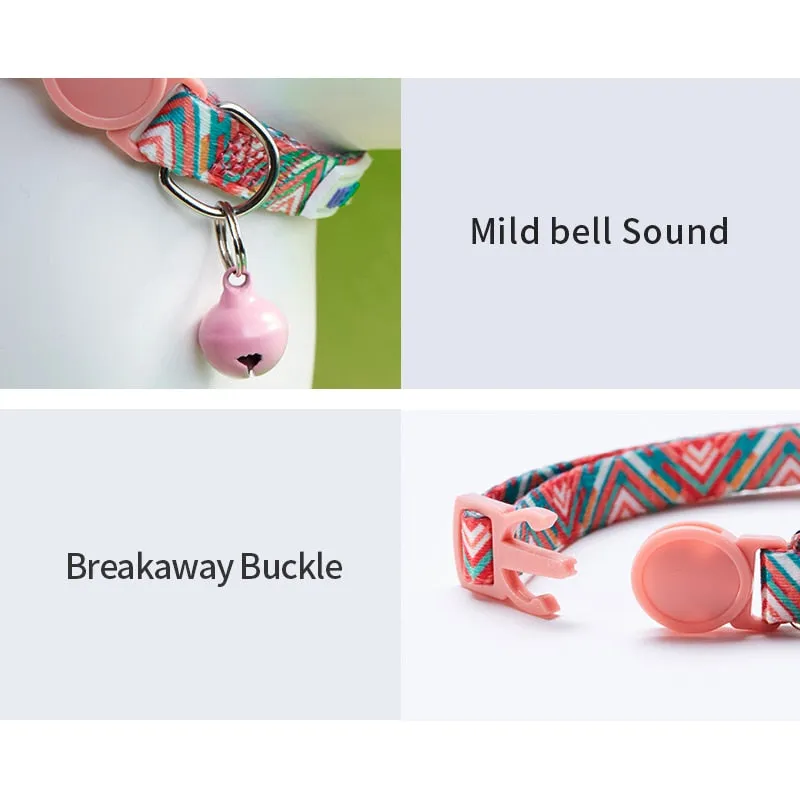 Dog Puppy Cat Collar with Bell Adjustable ID Tag Name