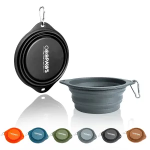 GOOPAWS 2 Pack Silicone Non-Skid Travel Dog and Cat Bowl, Black&Grey