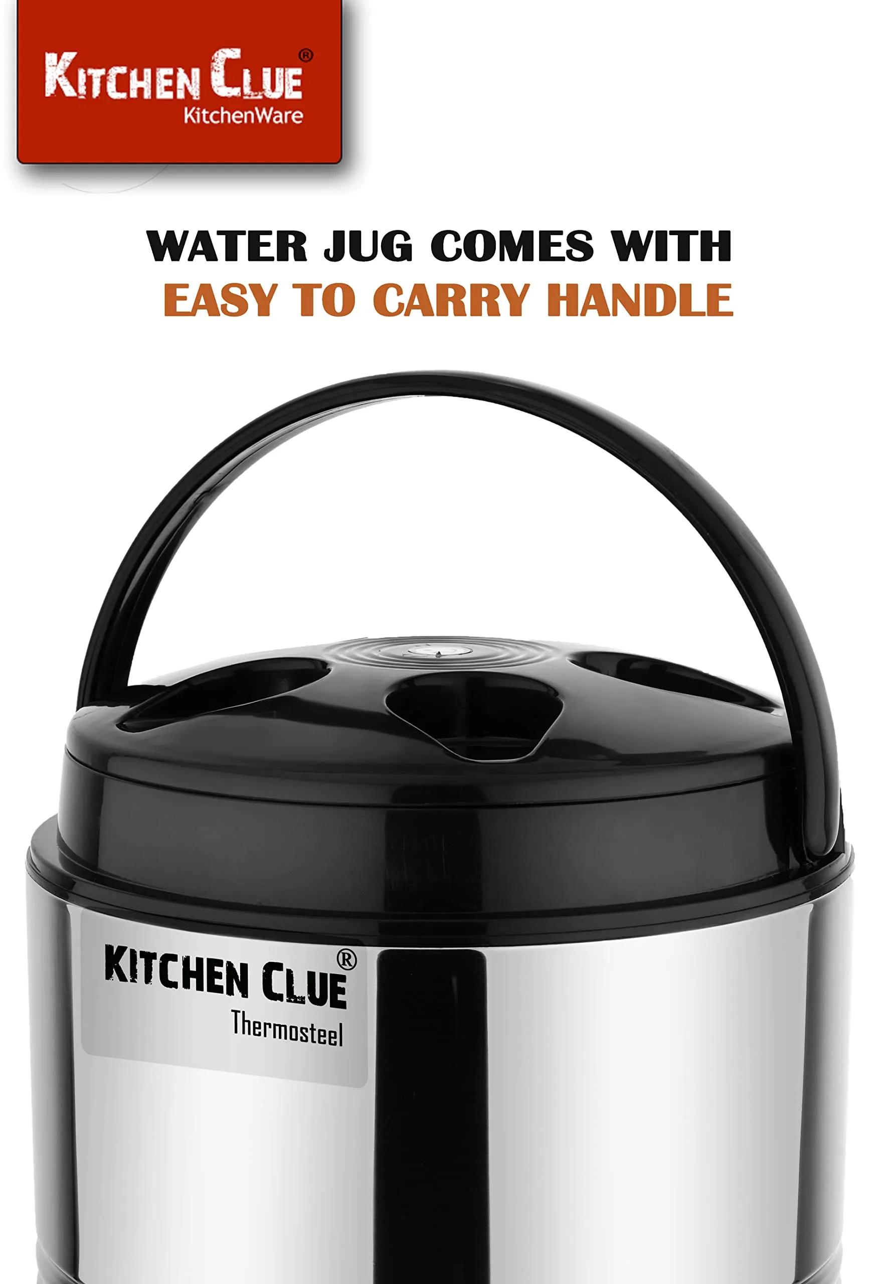 KITCHEN CLUE Stainless Steel PUF Insulated Water/Tea Containers for Kitchen I 5 Liter I Hot Tea Flask/Bottled Jug I Unbreakable & Highly Durable I Easy to Clean & Maintain (5 Liter)