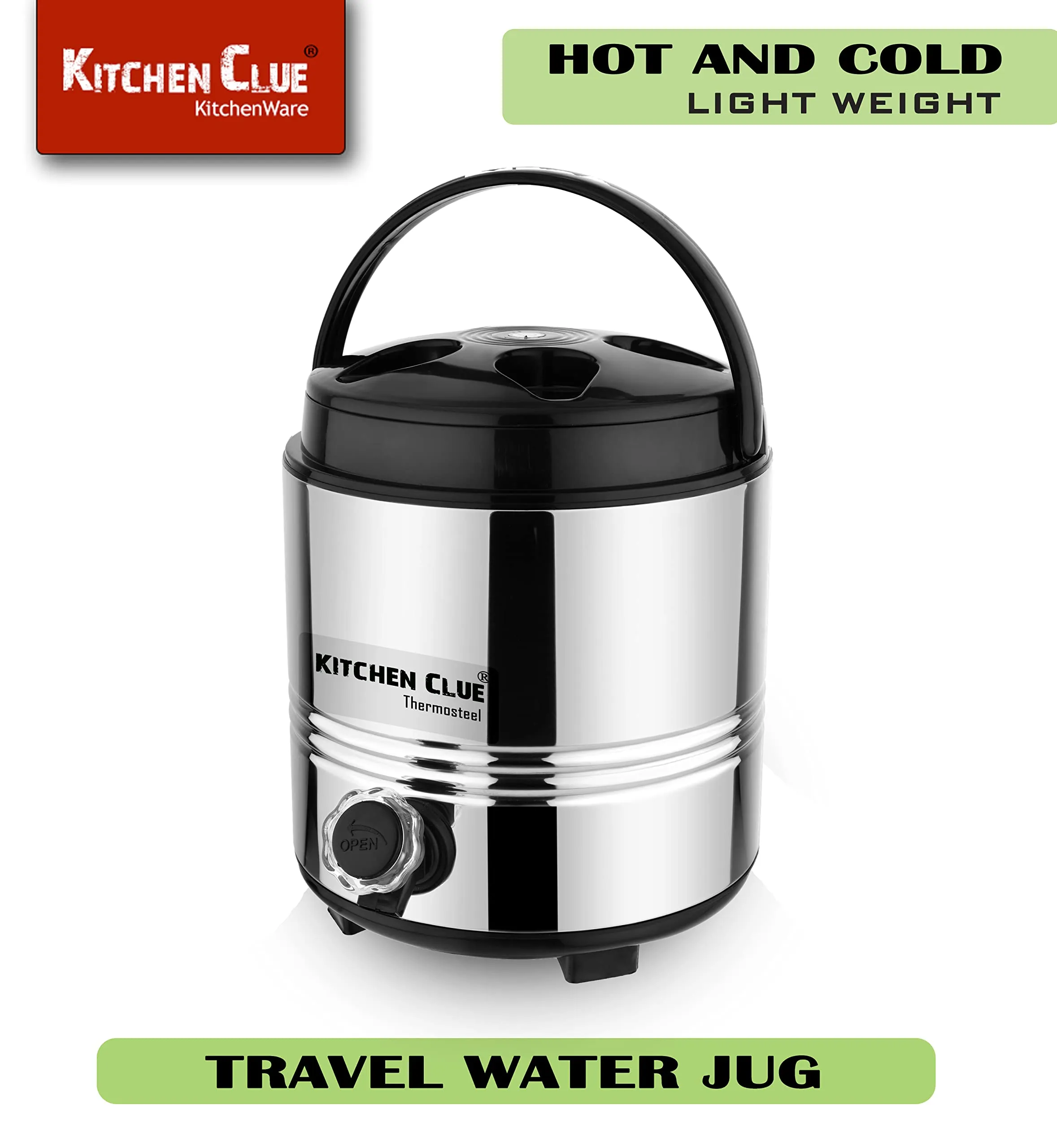 KITCHEN CLUE Stainless Steel PUF Insulated Water/Tea Containers for Kitchen I 5 Liter I Hot Tea Flask/Bottled Jug I Unbreakable & Highly Durable I Easy to Clean & Maintain (5 Liter)