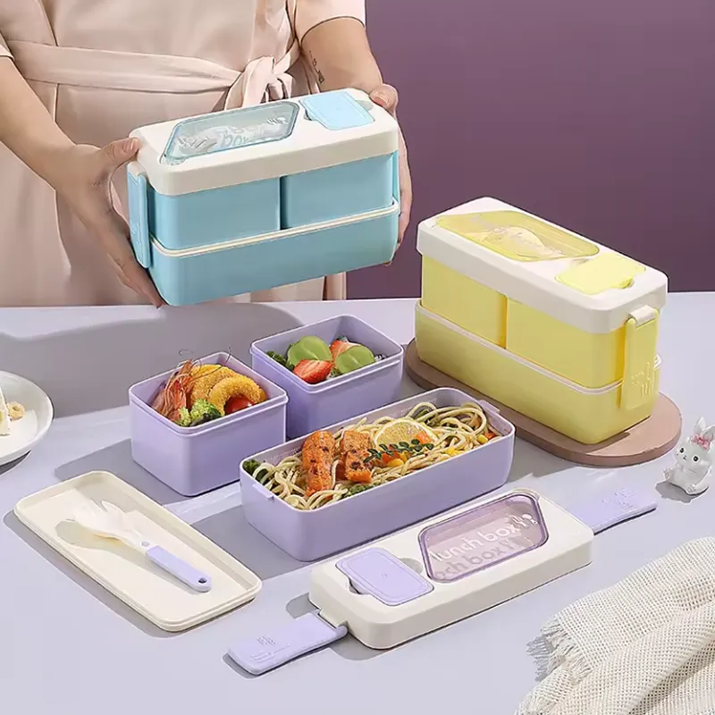 Leakproof 2-Compartments Food Container With Cutlery Id-109