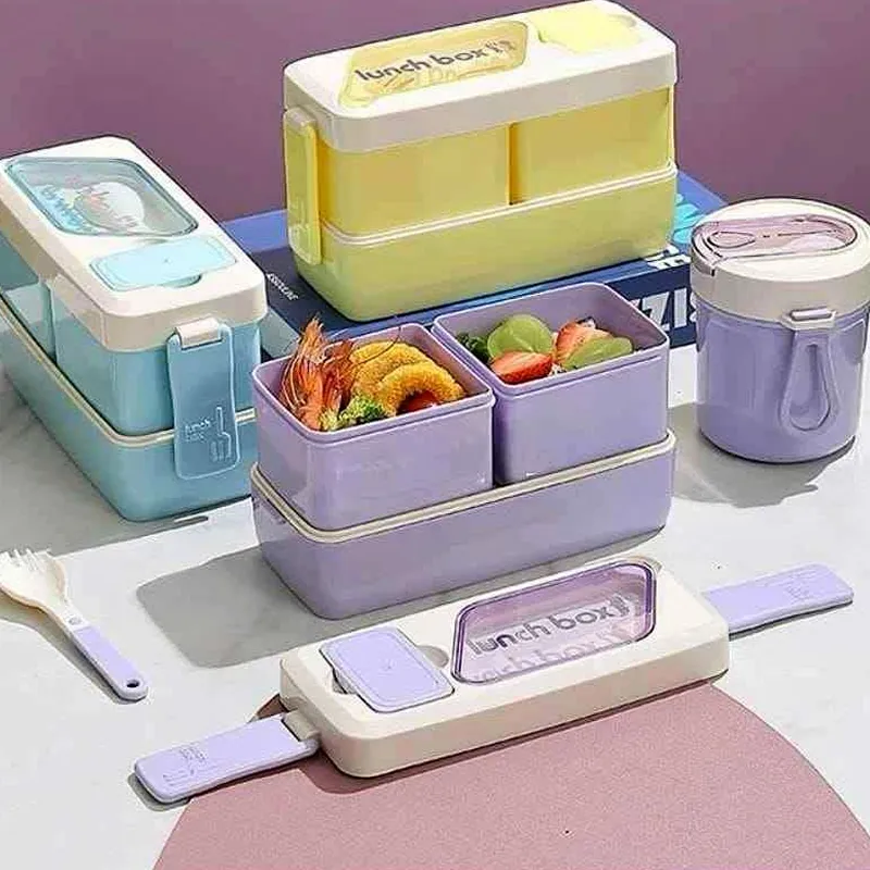 Leakproof 2-Compartments Food Container With Cutlery Id-109