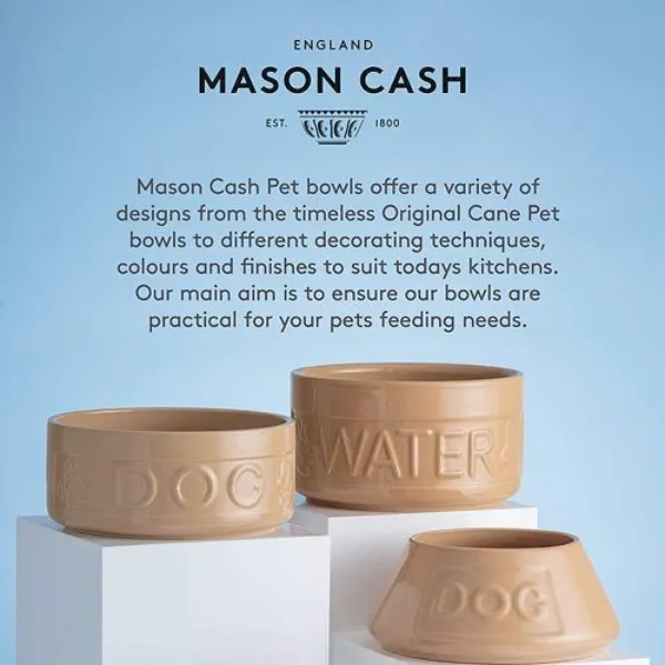 Mason Cash Cane Non-Tip Lettered Dog Bowl 21cm