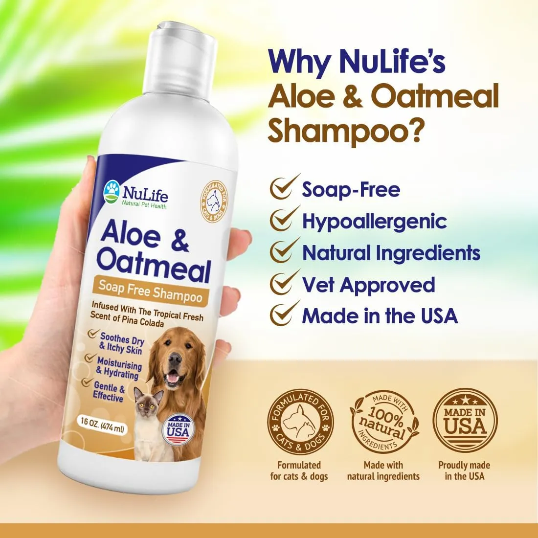 Oatmeal And Aloe Shampoo For Dogs - 16oz
