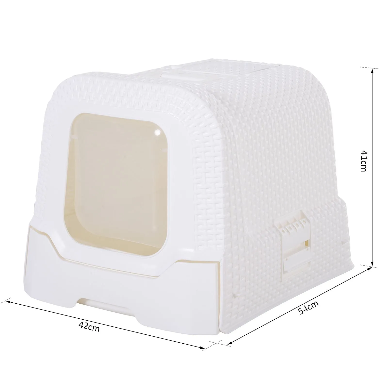 Pawhut Large Litter Box Self Cat Toilet Fully Enclosed Kitten Pan w/Scoop White