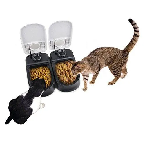 PAWISE Automatic Pet Feeder 2-Meal Food Dispenser Timed Food Bowl for Dogs Cats