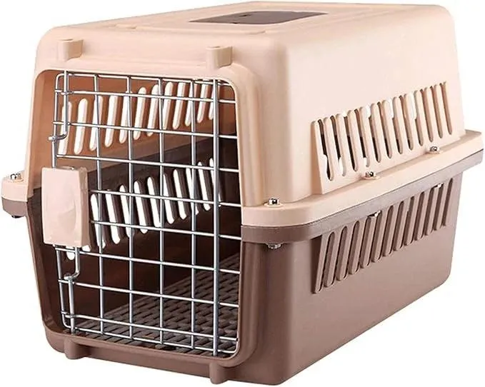Plastic Transport Box for Dogs, Roomy, Very Robust and Light Box with Handle, Metal Door, Travel Pet Carrier, for Small Dogs and Cats