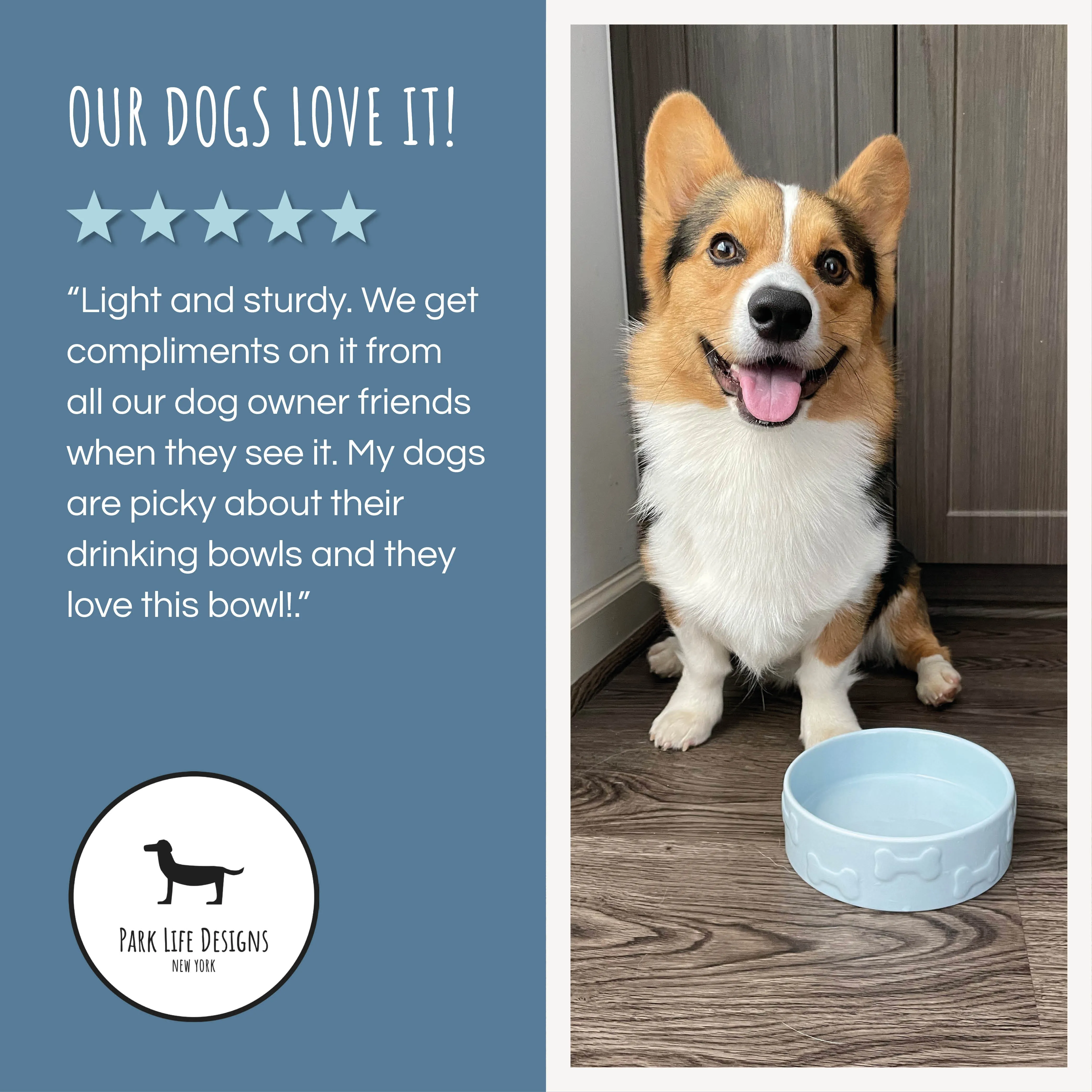 SET OF TWO MANOR PET BOWLS - BLUE