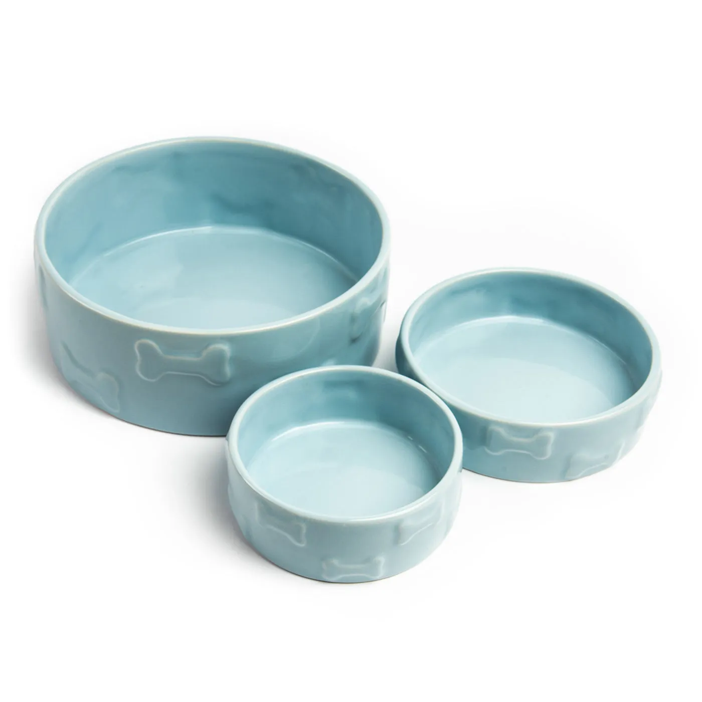 SET OF TWO MANOR PET BOWLS - BLUE