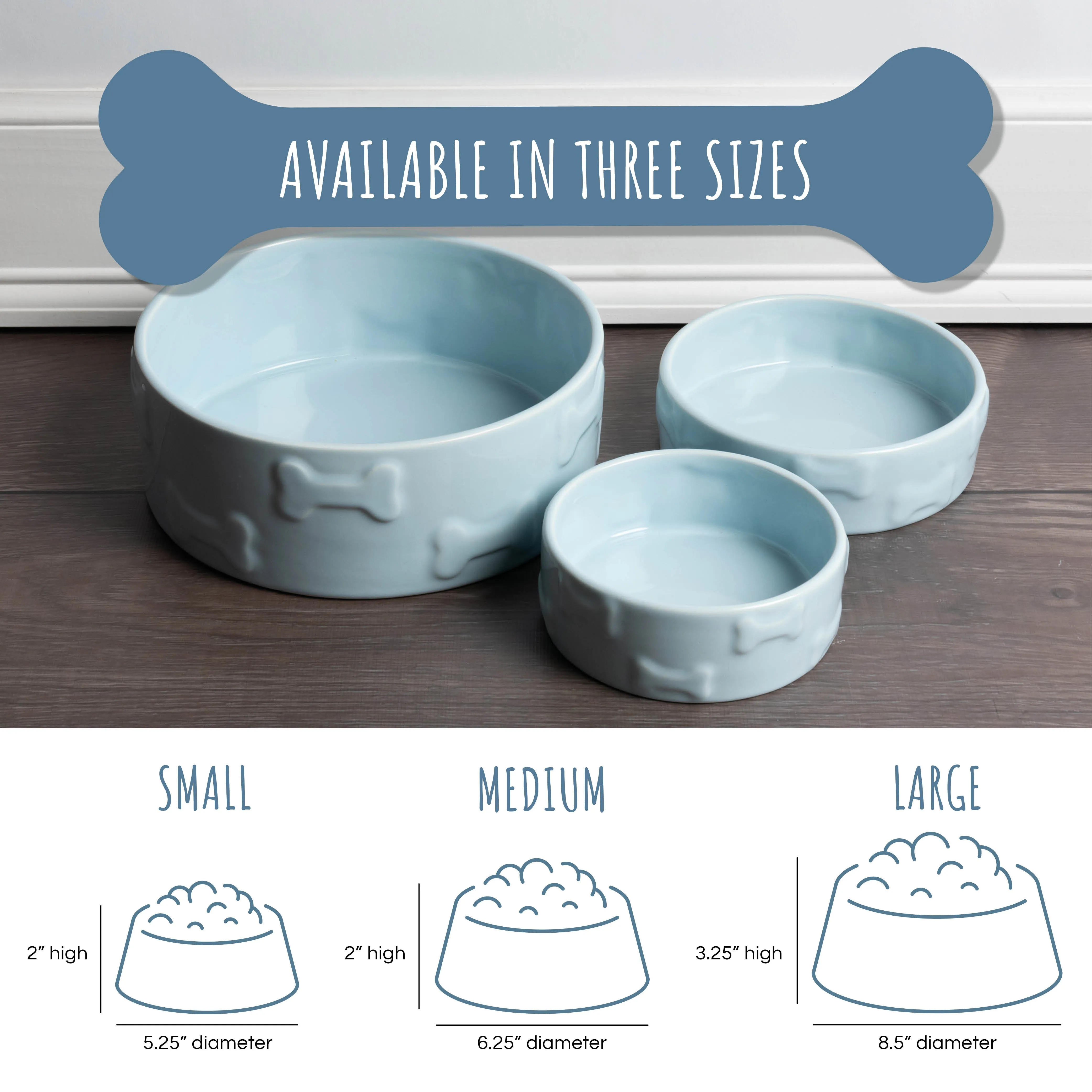 SET OF TWO MANOR PET BOWLS - BLUE
