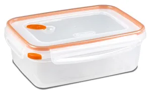 Sterilite 03221106 8.3 Cup Ultra Clear / Tangerine Rectangle Food Container - Quantity of 3