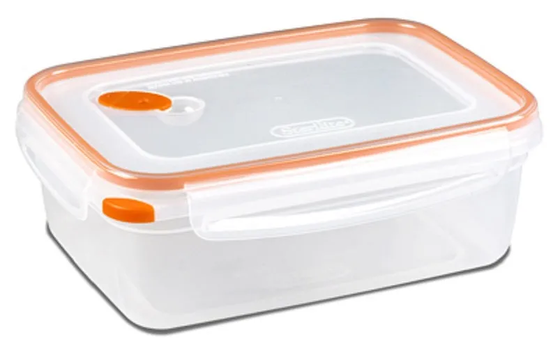 Sterilite 03221106 8.3 Cup Ultra Clear / Tangerine Rectangle Food Container - Quantity of 3