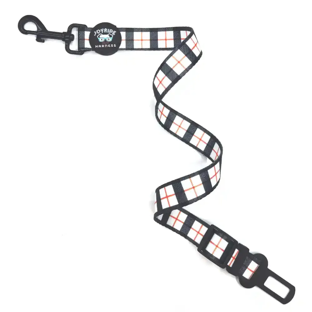 White Plaid Dog Safety Seat Belt