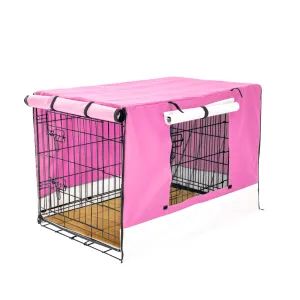 Wire Dog Cage Crate 36in with Tray   Cushion Mat   Pink Cover Combo