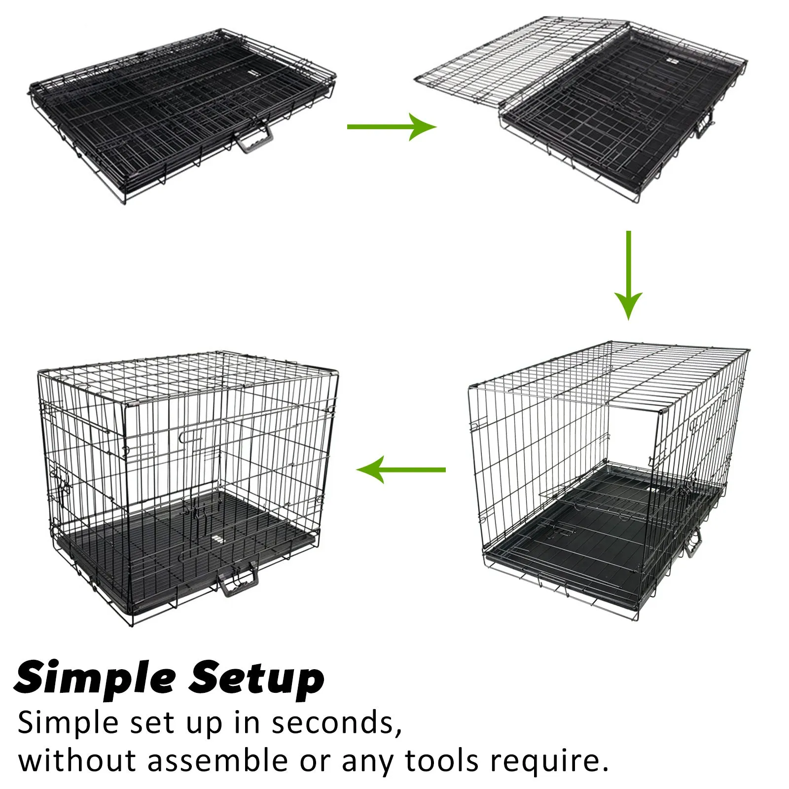 Wire Dog Cage Crate 42in with Tray   Cushion Mat   Pink Cover Combo