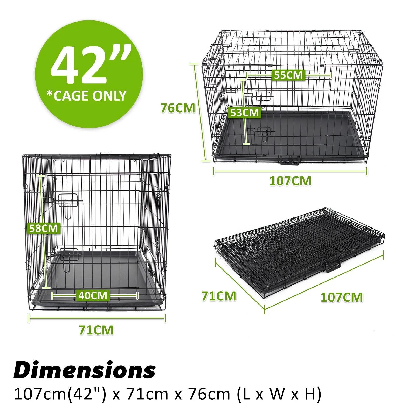 Wire Dog Cage Crate 42in with Tray   Cushion Mat   Pink Cover Combo