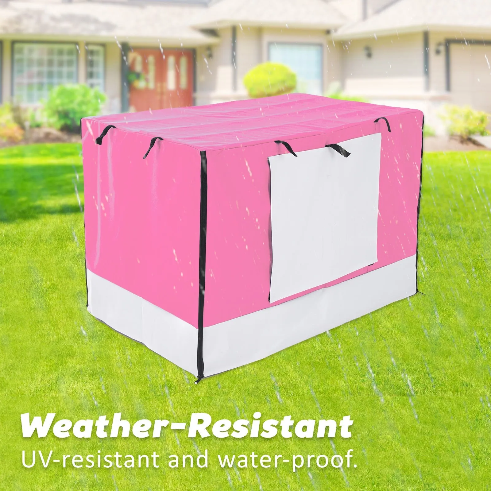 Wire Dog Cage Crate 42in with Tray   Cushion Mat   Pink Cover Combo